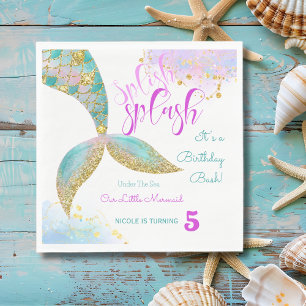 Splish splash mermaid birthday bash napkin