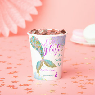 Splish splash mermaid birthday bash paper cups