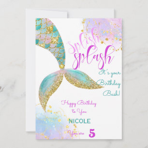 Splish splash mermaid birthday card