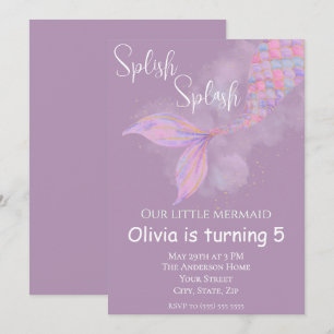 Splish Splash Mermaid Birthday Invitation