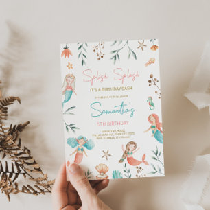 'Splish Splash' Mermaid Birthday Invitation