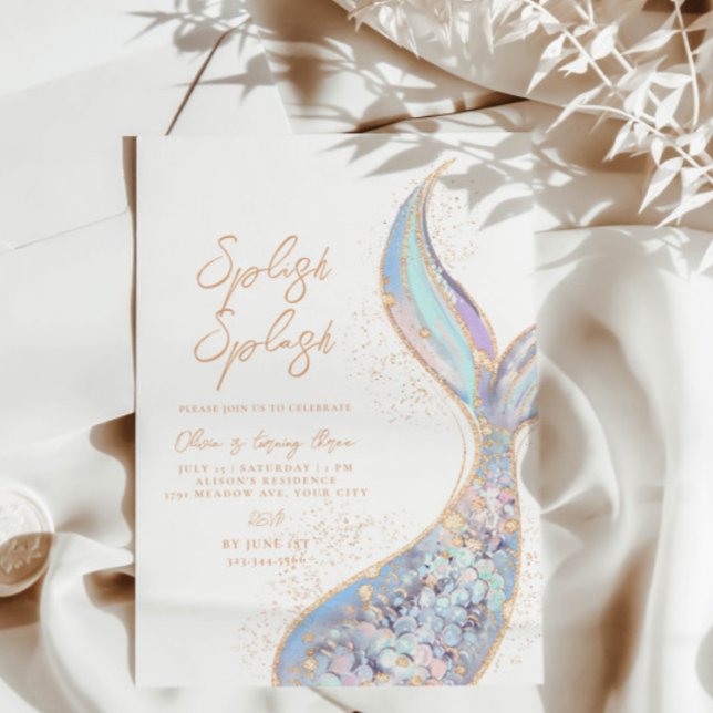 Splish Splash Mermaid Birthday Invitation (Creator Uploaded)