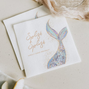 Splish Splash Mermaid Birthday  Napkin