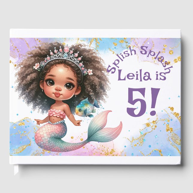 Splish Splash Mermaid Party Birthday Guest Book (Front)
