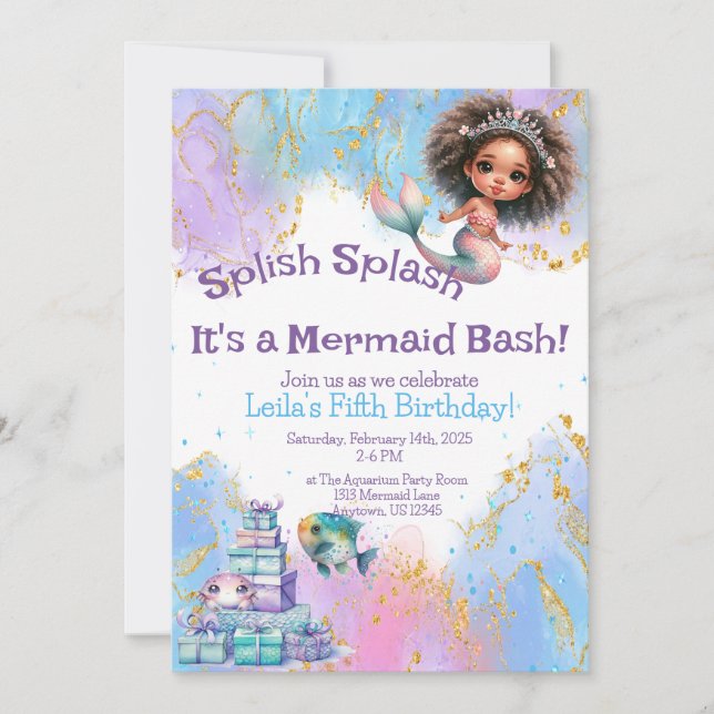 Splish Splash Mermaid Party Invitation (Front)