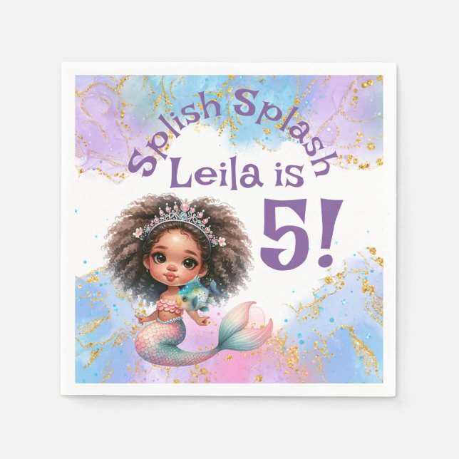 Splish Splash Mermaid Party Napkins (Front)