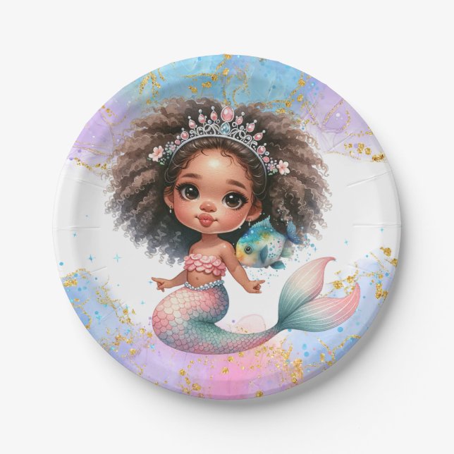 Splish Splash Mermaid Party Plain Paper Plates (Front)