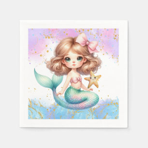 Splish Splash Mermaid Plain Party Napkins