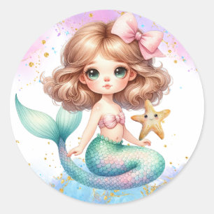 Splish Splash Mermaid Plain Party Stickers