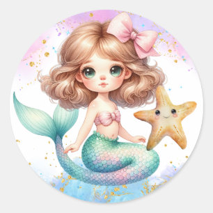 Splish Splash Mermaid Plain Party Stickers