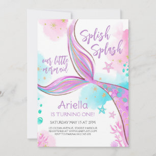 Splish Splash Mermaid Under the Sea Birthday Invitation