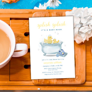 Splish Splash Mummy Duck Bathtub Baby Shower Invitation