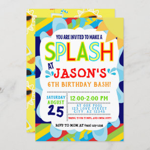 Splish Splash Park Party Summer Boy's Birthday Invitation