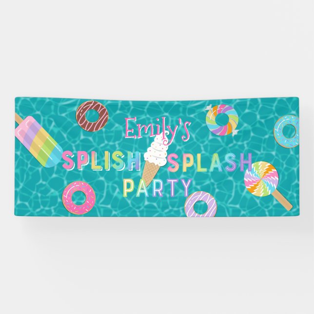 Splish Splash Party l Pool Birthday l Desserts Banner (Horizontal)