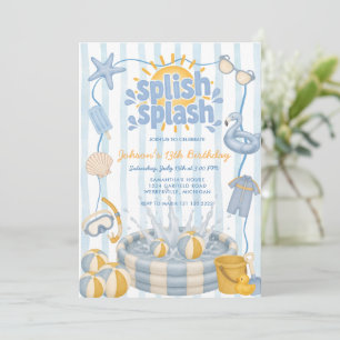 Splish Splash Pool Boy Party Birthday Invitation