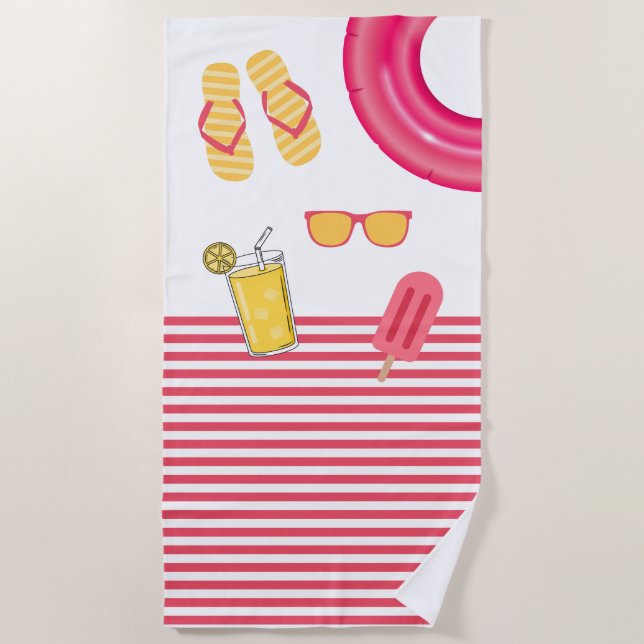 Splish Splash Pool Party Bash Birthday Beach Towel (Front)