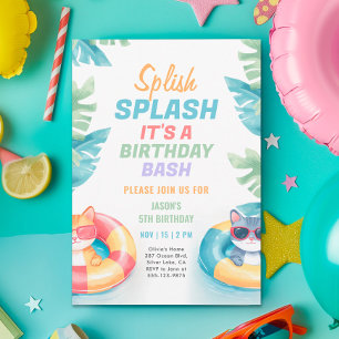 Splish Splash Pool Party Birthday Invitation