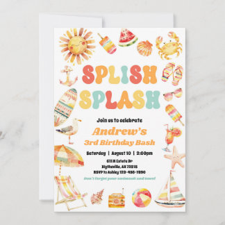 Splish Splash Pool Party Birthday Invitation