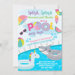 Splish splash pool party birthday invite. invitati invitation