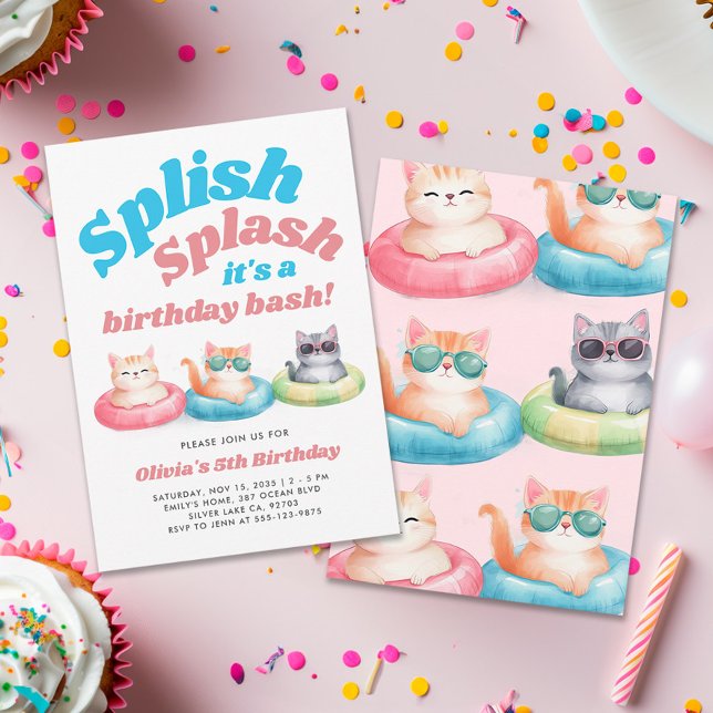 Splish Splash Pool Party Girl Birthday Invitation (Creator Uploaded)