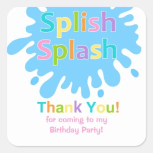 Splish Splash Pool Party Girl Birthday Sticker