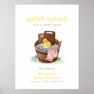 Splish Splash Rubber Duck Baby Shower Welcome Poster