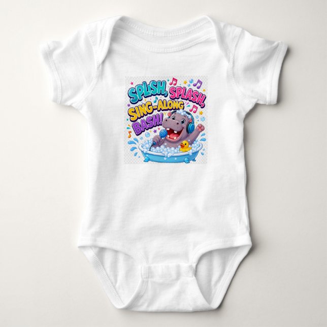 Splish Splash Sing-Along Bash Hippo Baby Bodysuit (Front)