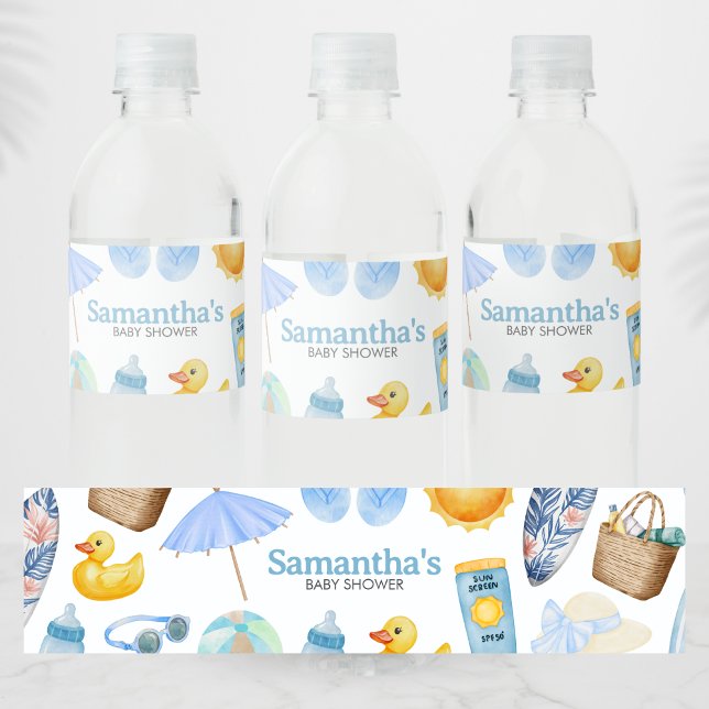Splish Splash Summer Baby Shower Water Bottle Label (Blue Splish Splash Baby Shower Bottle Label)