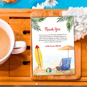 Splish Splash Surfboard Beach Boy Baby Shower Thank You Card