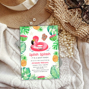 Splish Splash Tropical Beach Pool Baby Shower Invitation