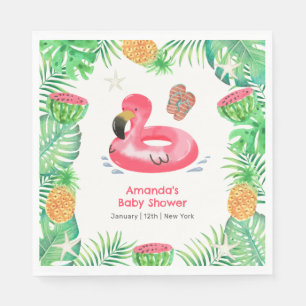 Splish Splash Tropical Beach Pool Baby Shower Napkin