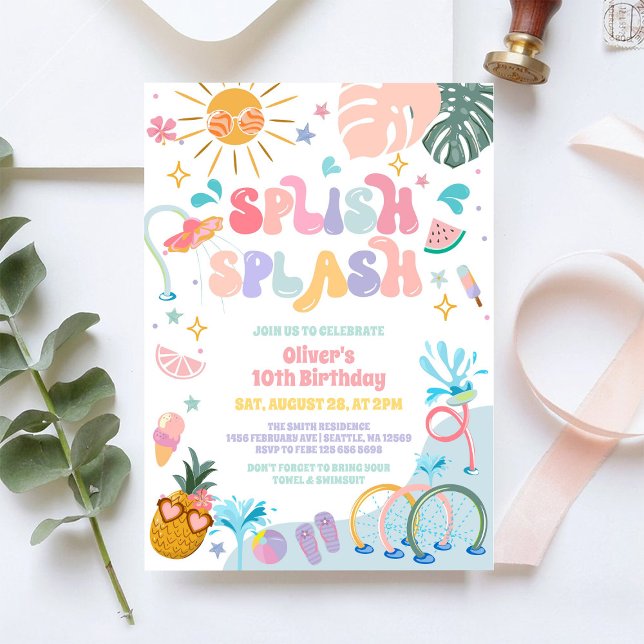 Splish Splash Tropical Summer Birthday Invitation (Creator Uploaded)