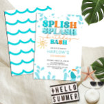 Splish Splash Water Party Kid's Birthday Invitation<br><div class="desc">Boy's Summer teal Blue and Orange Splish Splash Water Party Kid's Birthday Invitation</div>
