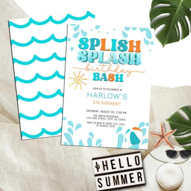 Splish Splash Water Party Kid's Birthday Invitation (Creator Uploaded)