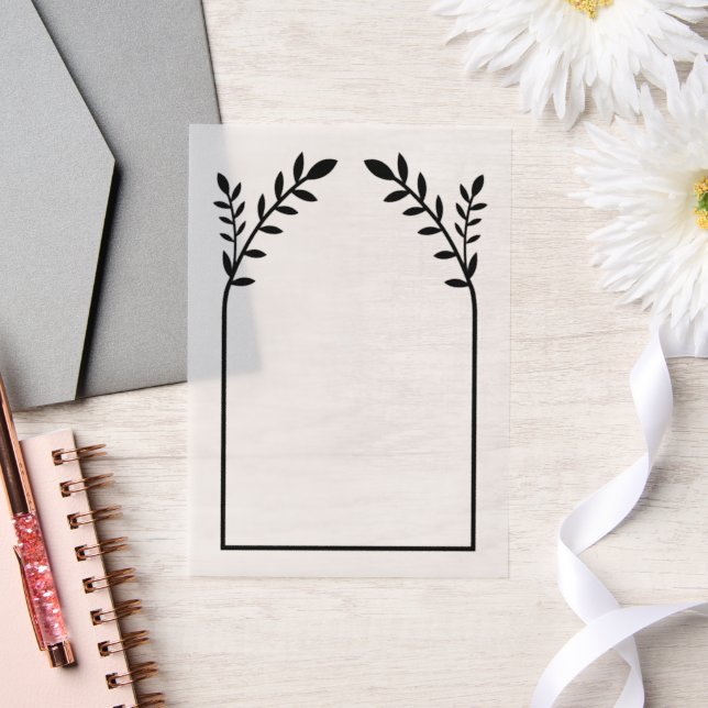 Split Black Floral SVG Frame Vellum Invitations (Wedding)