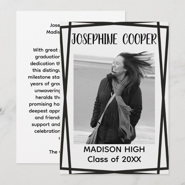 Split Border Graduation Photo Letterpress  Invitation (Front/Back)