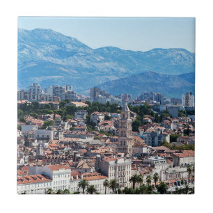 Split city seafront aerial view, Dalmatia, Croatia Ceramic Tile