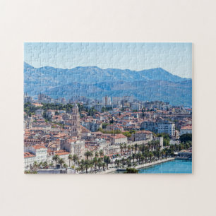 Split city seafront aerial view, Dalmatia, Croatia Jigsaw Puzzle