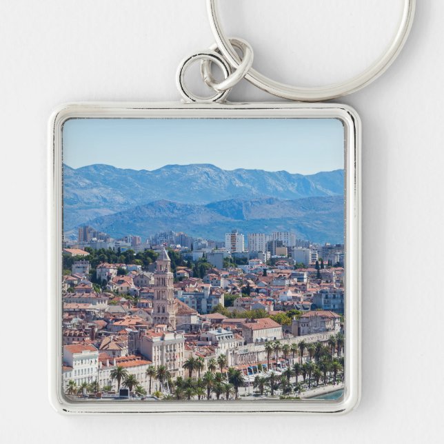 Split city seafront aerial view, Dalmatia, Croatia Key Ring (Front)