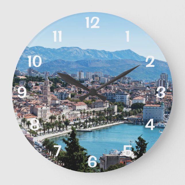 Split city seafront aerial view, Dalmatia, Croatia Large Clock (Front)