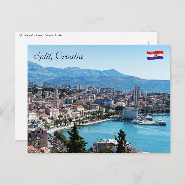 Split city seafront aerial view, Dalmatia, Croatia Postcard (Front/Back)