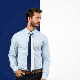 Split Colour Navy Blue & White Tie