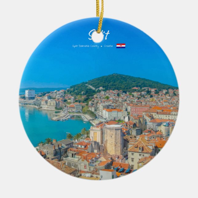 Split, Croatia - Coastal City Ceramic Ornament (Front)