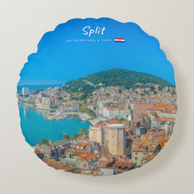 Split, Croatia - Coastal City Round Cushion (Front)