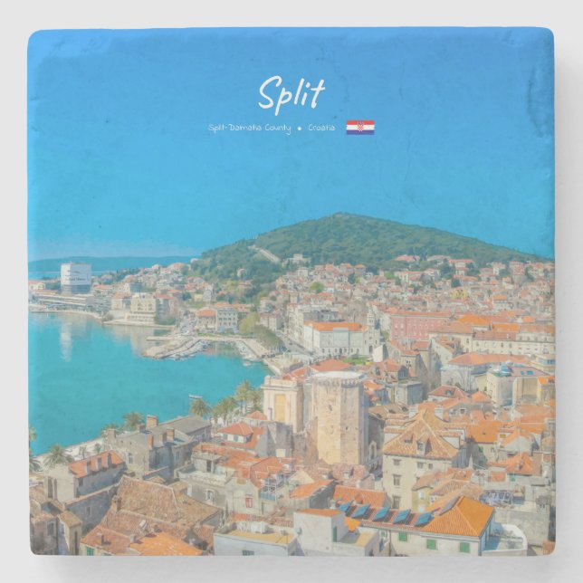 Split, Croatia - Coastal City Stone Coaster (Front)