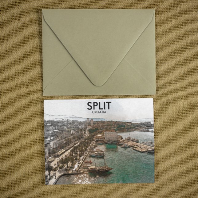 Split Croatia Coastal View Postcard (split croatia coastal view postcard)