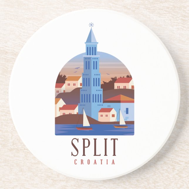 Split Croatia Dalmatia Vintage Coaster (Front)