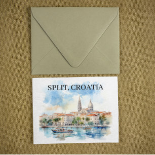 Split Croatia Dalmatia Watercolor  Postcard