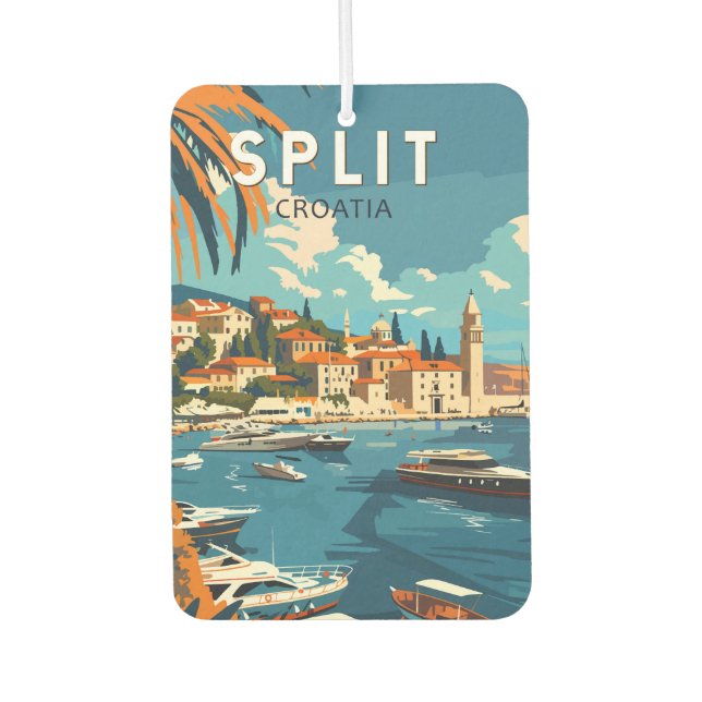 Split Croatia Travel Art Vintage Car Air Freshener (Front)