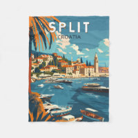 Split Croatia Travel Art Vintage